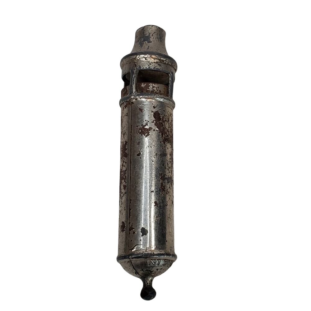 Metal Whistle Train Conductor, Ship, Police Made in Japan 4 3/4"